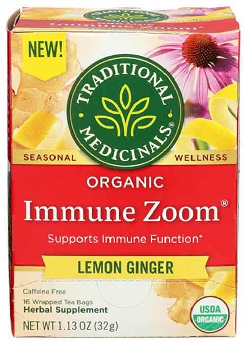 Picture of Traditional Medicinals TMT784 Immune Zoom Lemon Ginger Tea - Bags of 16
