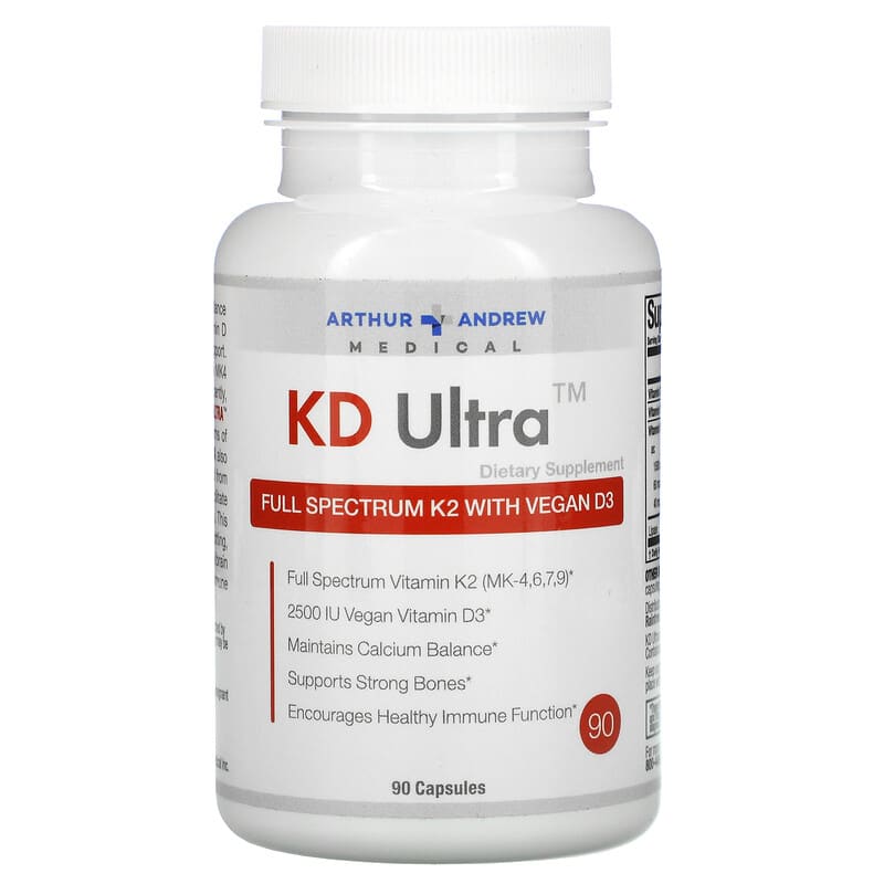 Picture of Arthur Andrew Medical 194834 KD Ultra Full Spectrum K2 Supplement with Vegan D3 - 90 Capsules