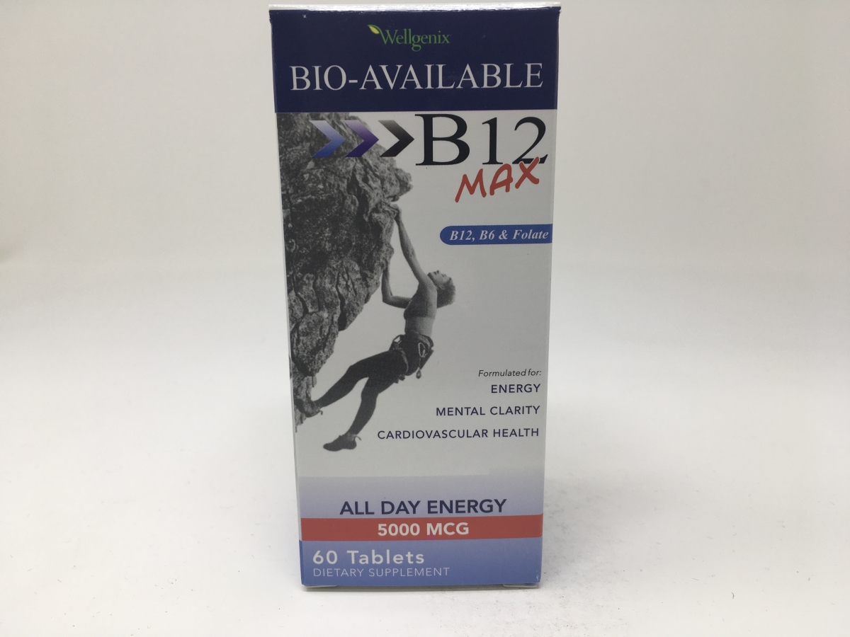 Picture of Wellgenix 772017 Bio Available B12 Max for Brain - 5000 mcg - 60 Tablet