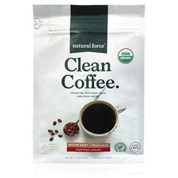 Picture of Natural Force 803056 12 oz Decaf Medium Roast Whole Bean Clean Coffee
