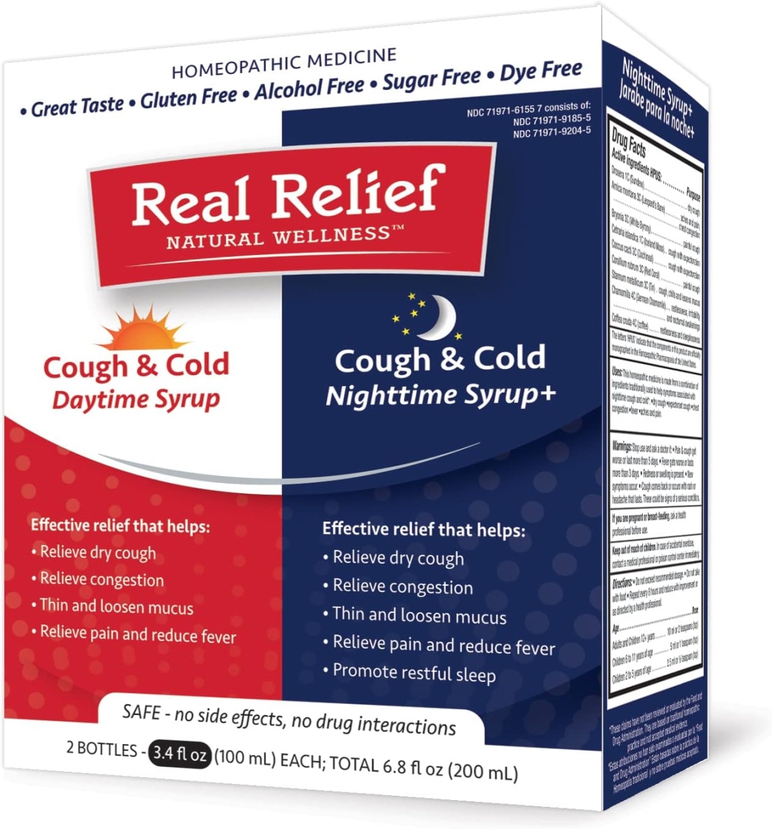 Picture of Homeolab 67055 3.4 oz Real Relief Cough & Cold Day&#44; Night Combo Syrup - Pack of 2