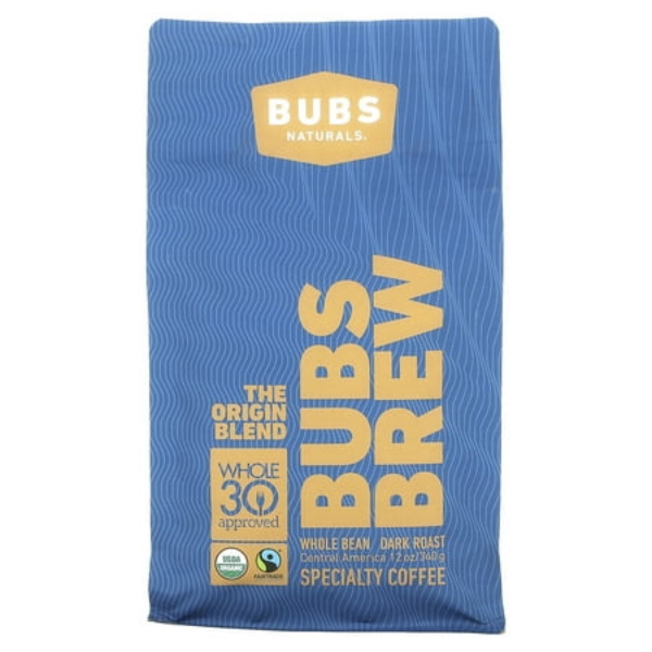 Picture of BUBS Naturals 817009 12 oz Brew the Origin Coffee Dark Roast Whole Bean