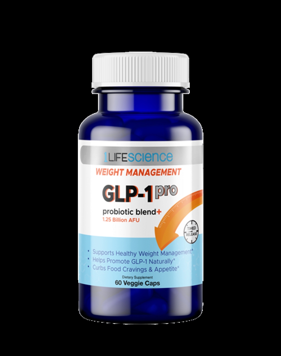 Picture of 1Lifescience 789695 GLP-1 Pro Probiotic Blend Plus Weight Management Vegetarian Capsules - 60 Count