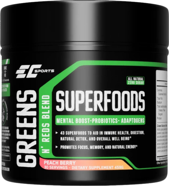 Picture of EC Sports 813391 458 g Greens & Reds Superfoods Supplement - Peach Berry Flavor