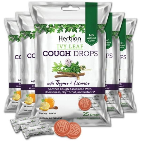 582595C Ivy Leaf Cough Drops, Honey Lemon Flavor - Pack of 5 - 25 per Pack