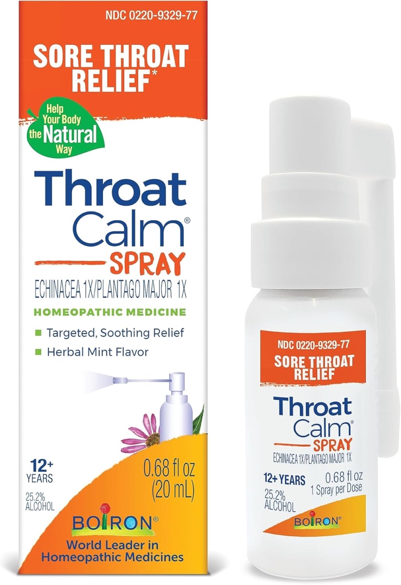 Picture of Boiron 330977 20 ml Throat Calm Spray for Soothing Sore Throat Relief - Plant Powered with Echinacea - Natural