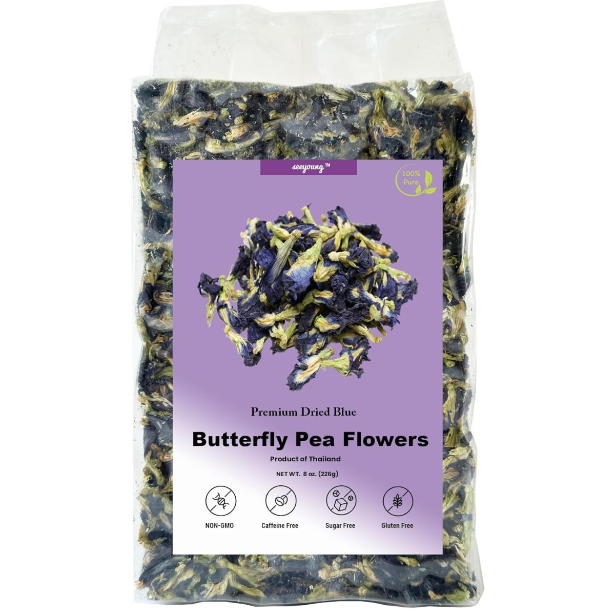275695 8 oz Butterfly Pea Flower Tea - Natural Whole PQ