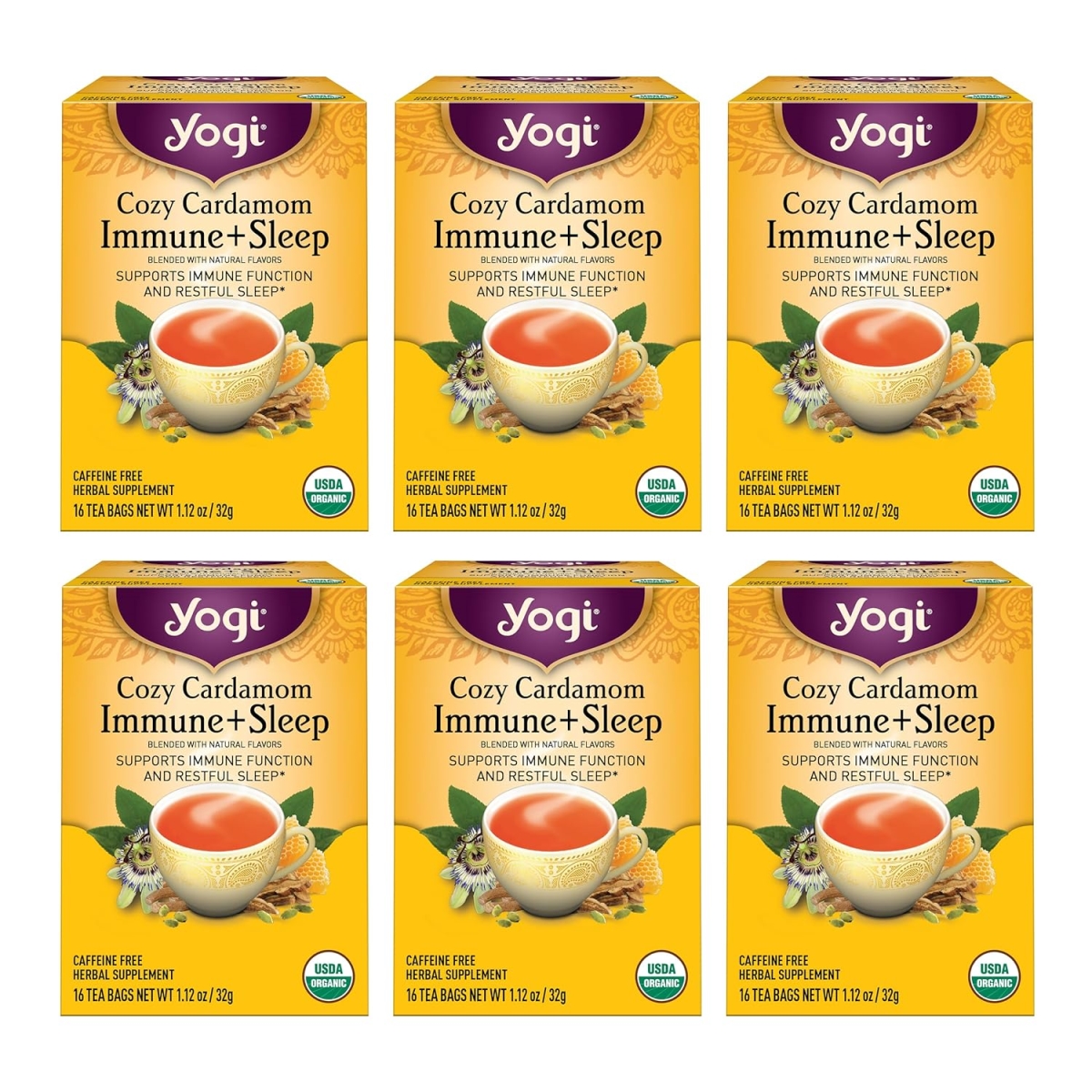 Picture of Yogi Tea 589959 Cozy Cardamom Immune & Sleep Organic Herbal Tea - 16 Bags