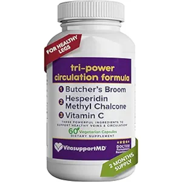 Picture of VitasupportMD 823940 Tri-Power Circulation Formula - Supplement with Butchers Broom&#44; Hesperidin Methyl Chalcone & Vitamin C - 60 Capsules