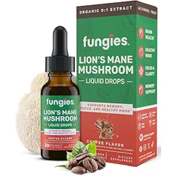 Picture of Fungies 793722 30 ml Lions Mane Mushroom Tincture Liquid Drops - Coffee