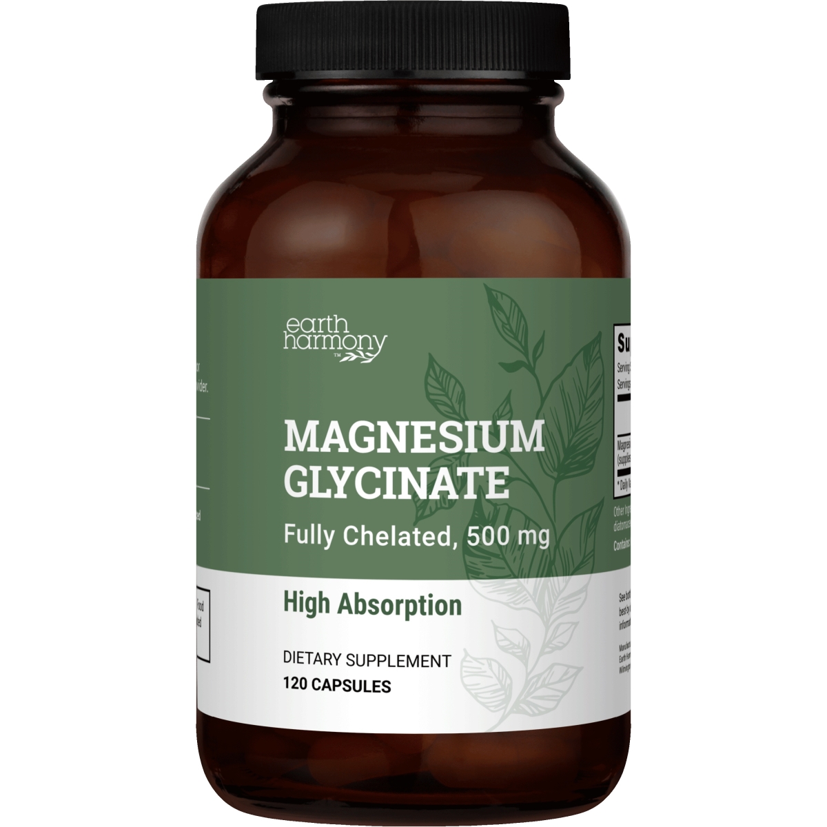 828321 Fully Chelated High Absorption Magnesium Glycinate Supplements - 120 Vegan Capsules