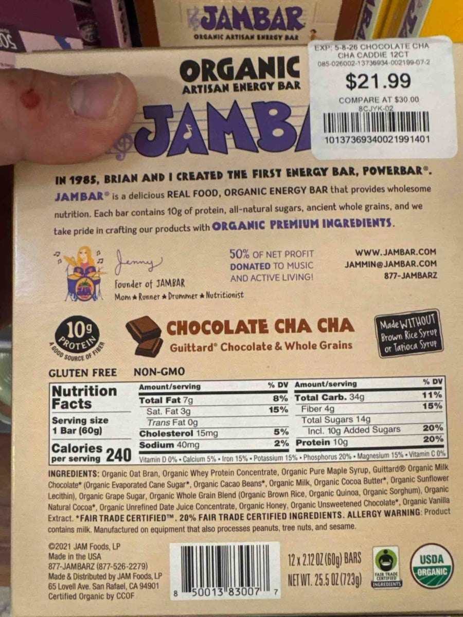 830007 Chocolate Cha Cha Energy Bar - 12 per Pack
