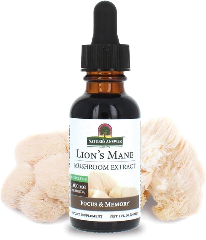 Natures Answer 83 AF196 1 oz Lions Mane Mushroom Extract - Alcohol Free