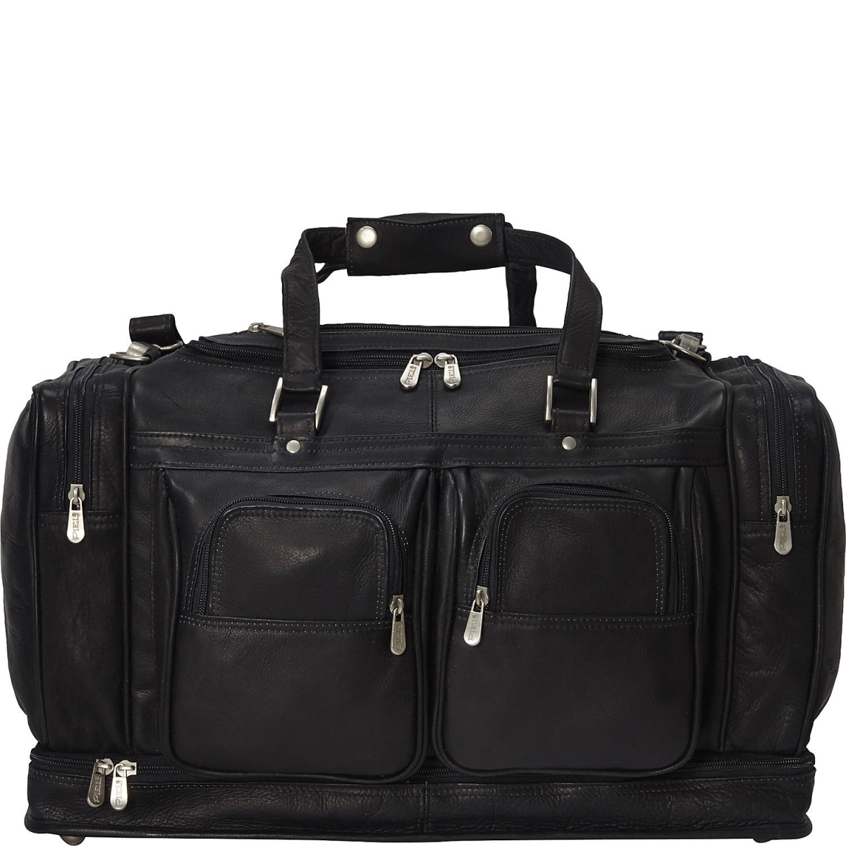 3147-BLK  Leather 3147-BLK False Bottom Duffel Bag
