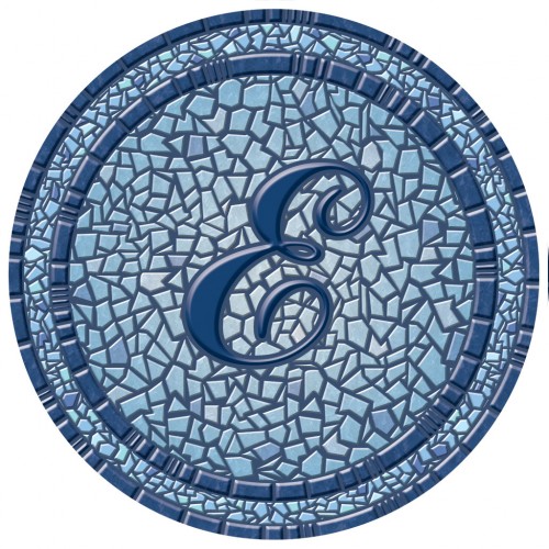 67B00-0043E 59 in. dia. Monogram Mosaic Poolsaic Mat- E