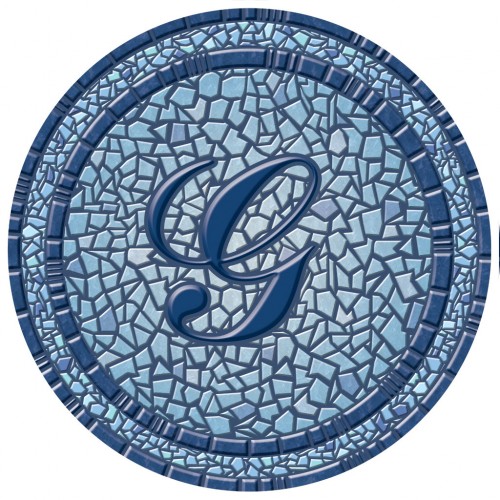67B00-0043G 59 in. dia. Monogram Mosaic Poolsaic Mat- G