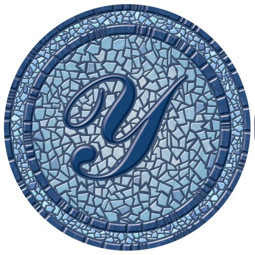 67B00-0043Y 59 in. dia. Monogram Mosaic Poolsaic Mat- Y