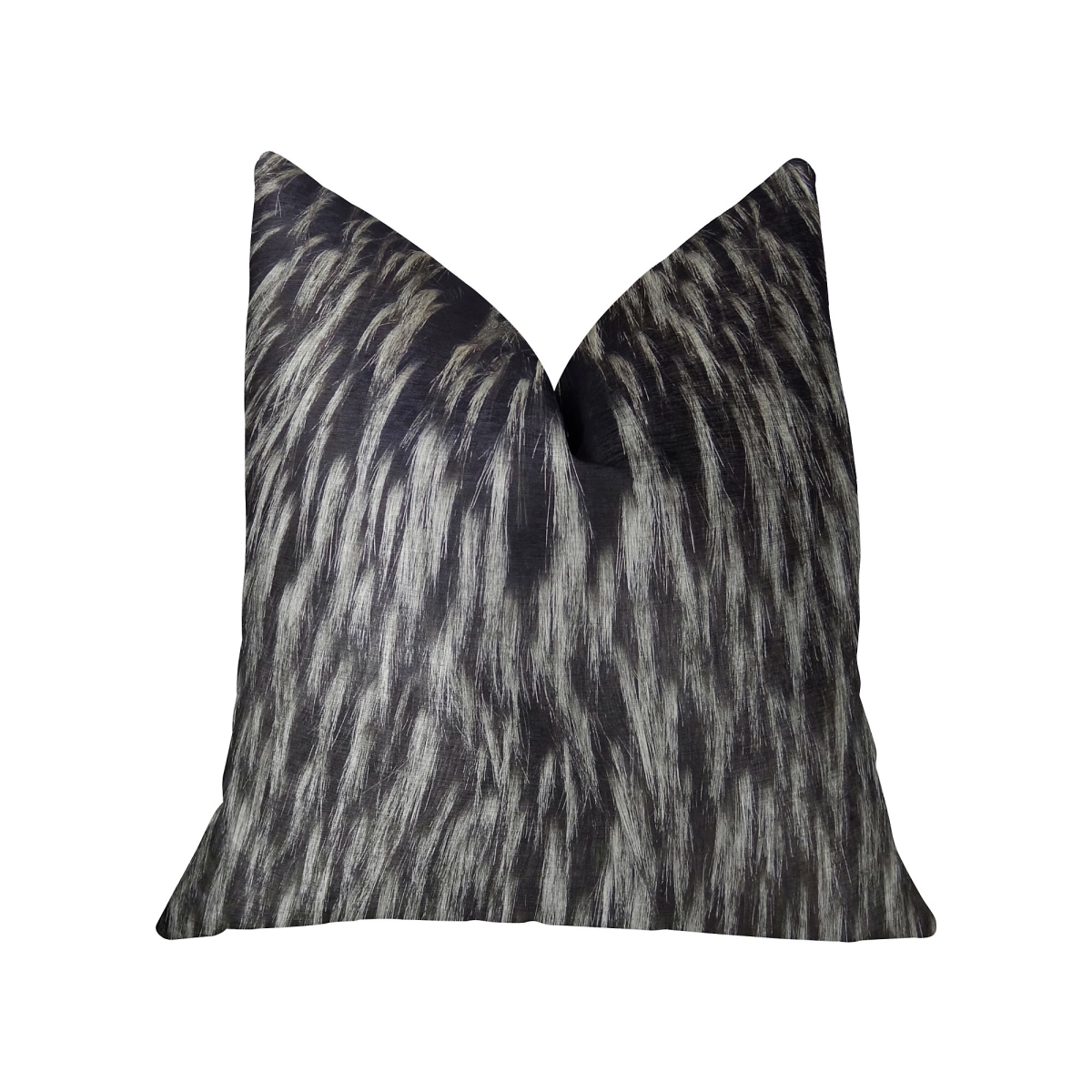 Wolf Fur Lover Handmade Luxury Double Sided Pillow, Black & White - Queen