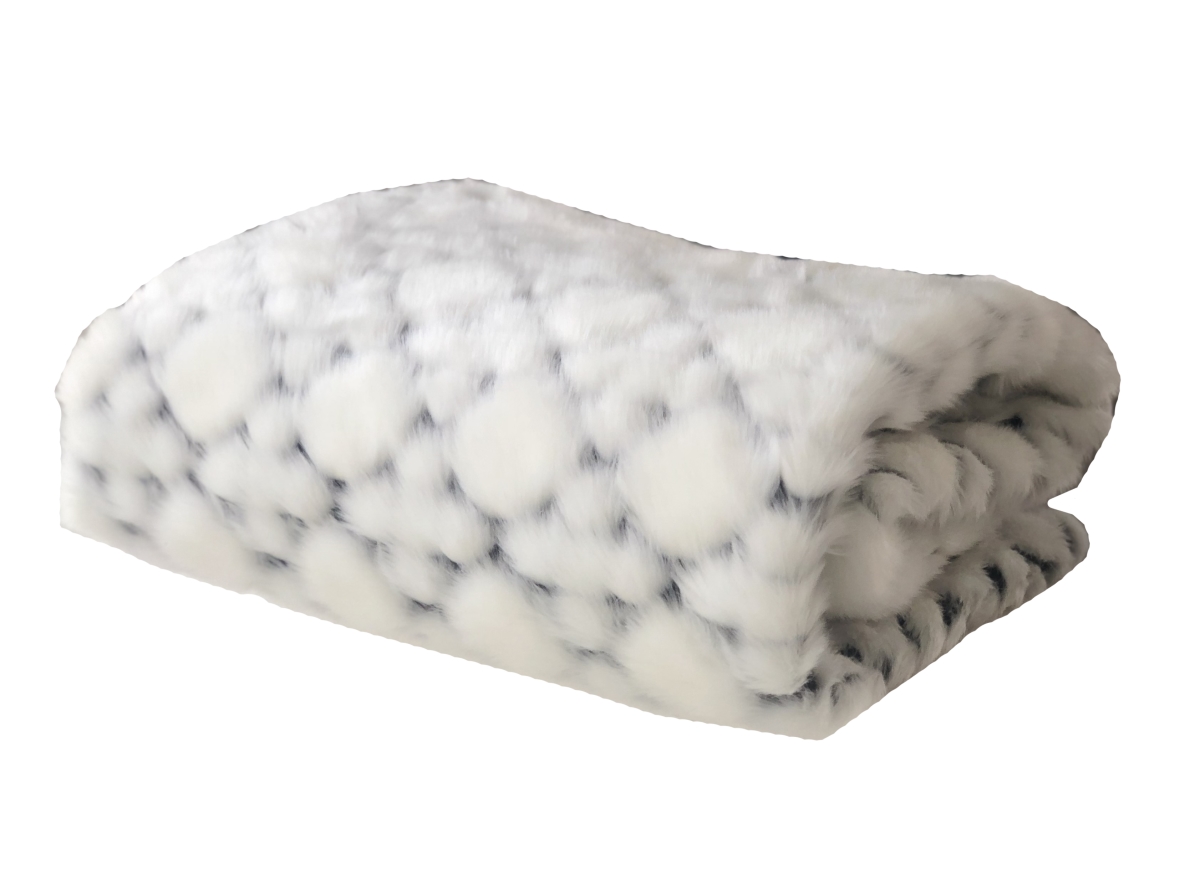 Faux Fur Snow Luxury Throw Blanket, White & Black - Queen
