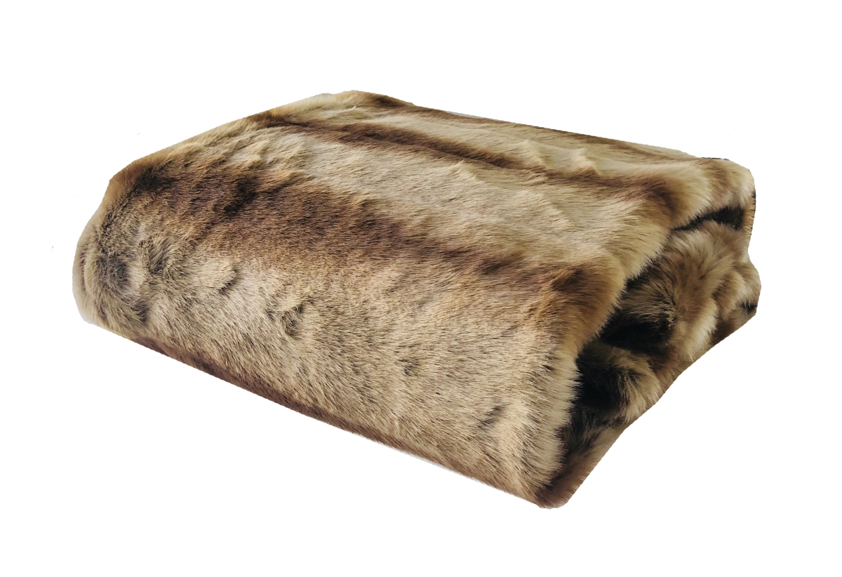 Sheared Faux Chinchilla Luxury Throw Blanket - Gold, Beige & Brown - Queen