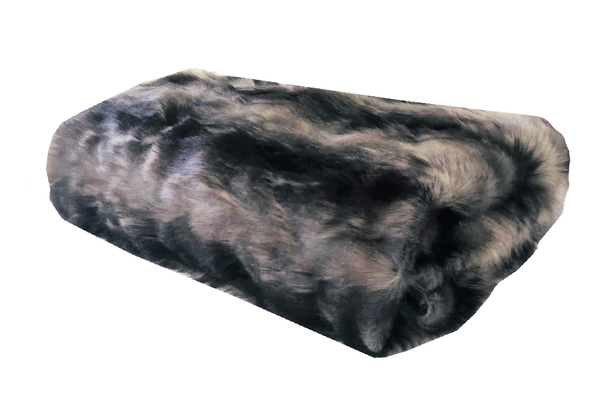 PBSF1419-8090-TC Brandy Faux Fox Luxury Throw Blanket - Gray, Charcoal & Black - Twin Extra Large