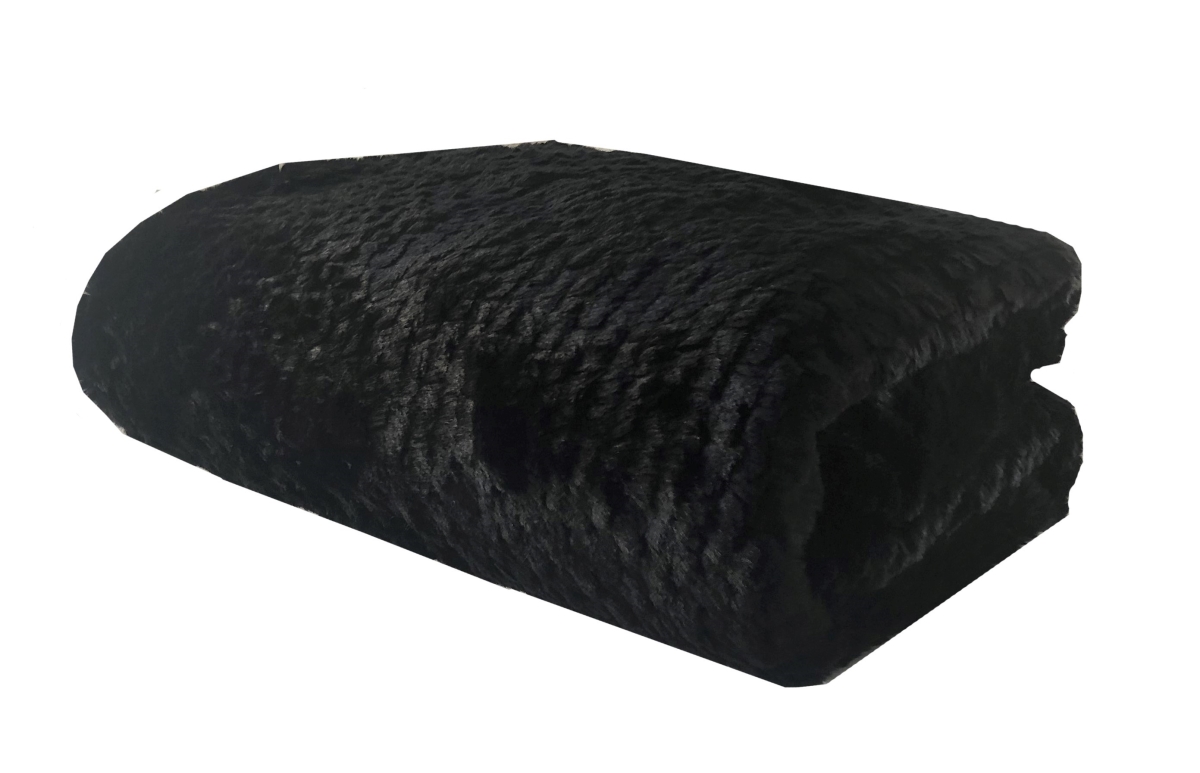 Mink Faux Fur Luxury Throw Blanket, Black - Queen