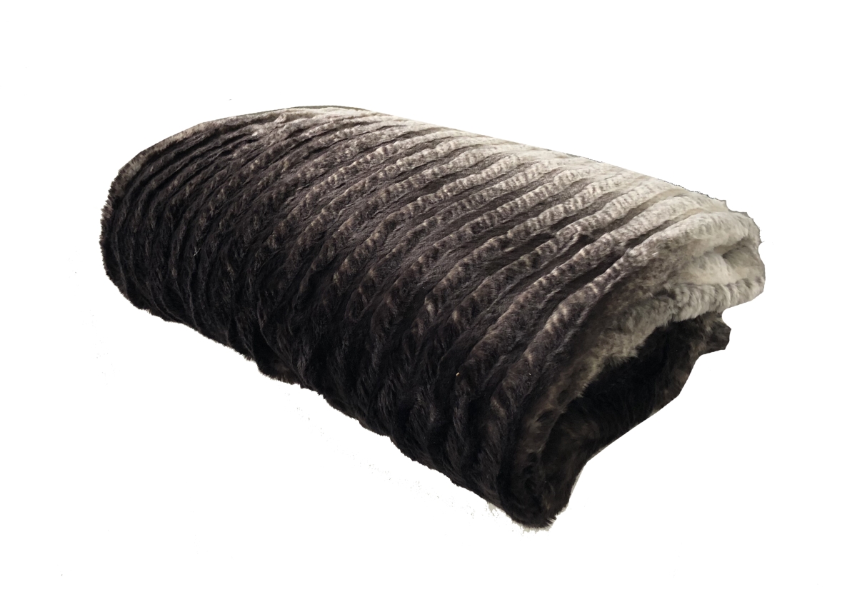 Faux Fur Luxury Throw Blanket, Brown & Ivory - California King