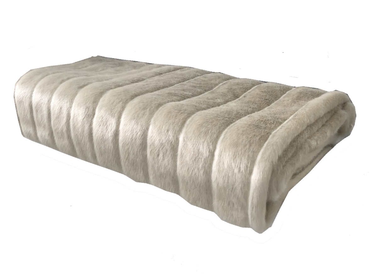 Fancy Mink Faux Fur Ivory Luxury Throw Blanket, Ivory & Off White - King