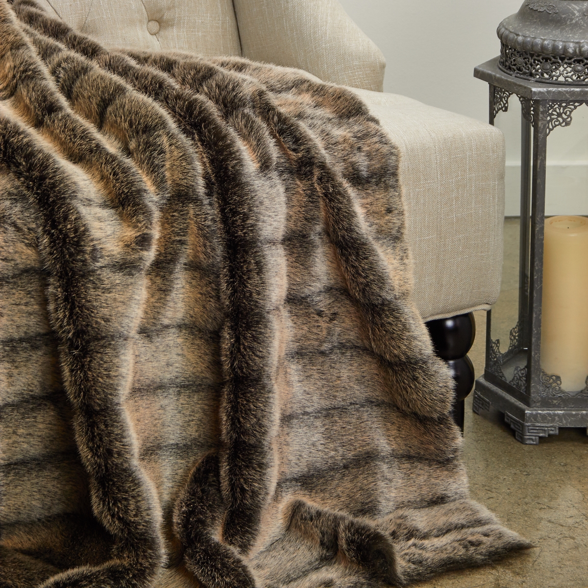 Frost Mink Faux Fur Luxury Throw Blanket, Dark Brown - Twin