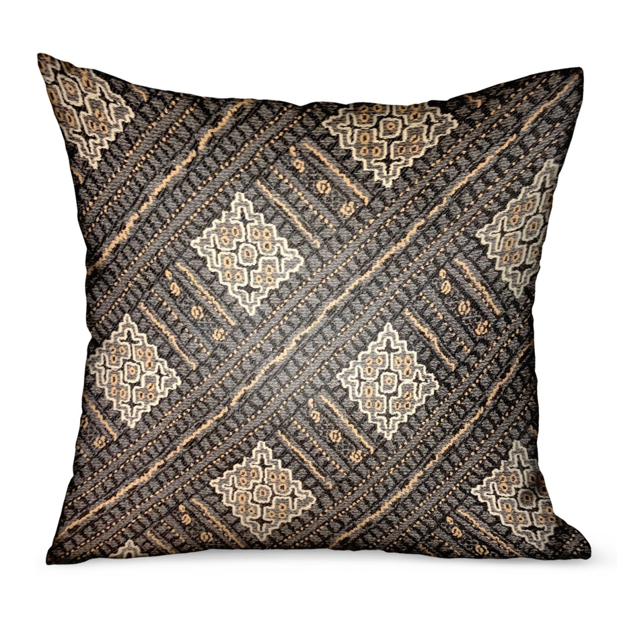 PBRAO102-1220-DP 12 x 20 in. Pewter Lattice Charcoal Geometric Luxury Outdoor & Indoor Throw Pillow