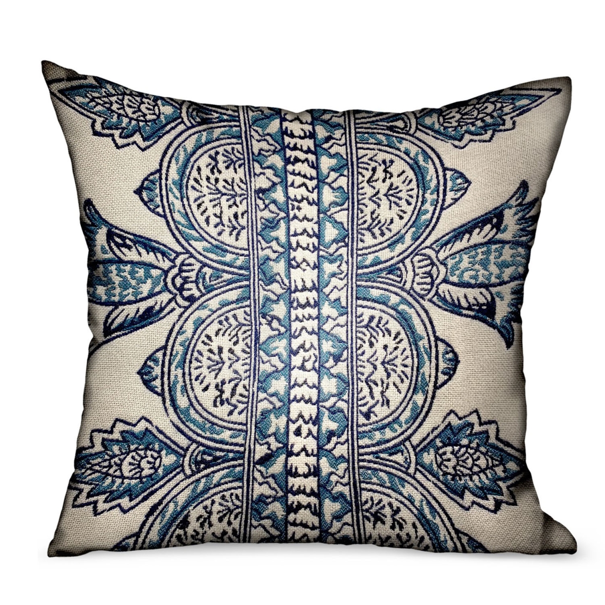PBRAO113-1220-DP 12 x 20 in. Aristocratic Floret White & Blue Paisley Luxury Outdoor & Indoor Throw Pillow
