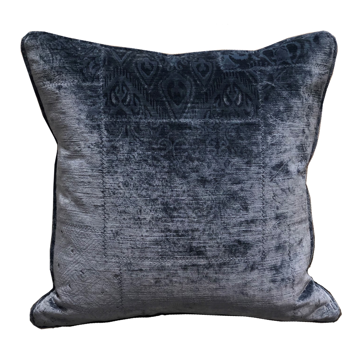 20 x 20 in. Bleu Velour Blue Luxury Throw Pillow