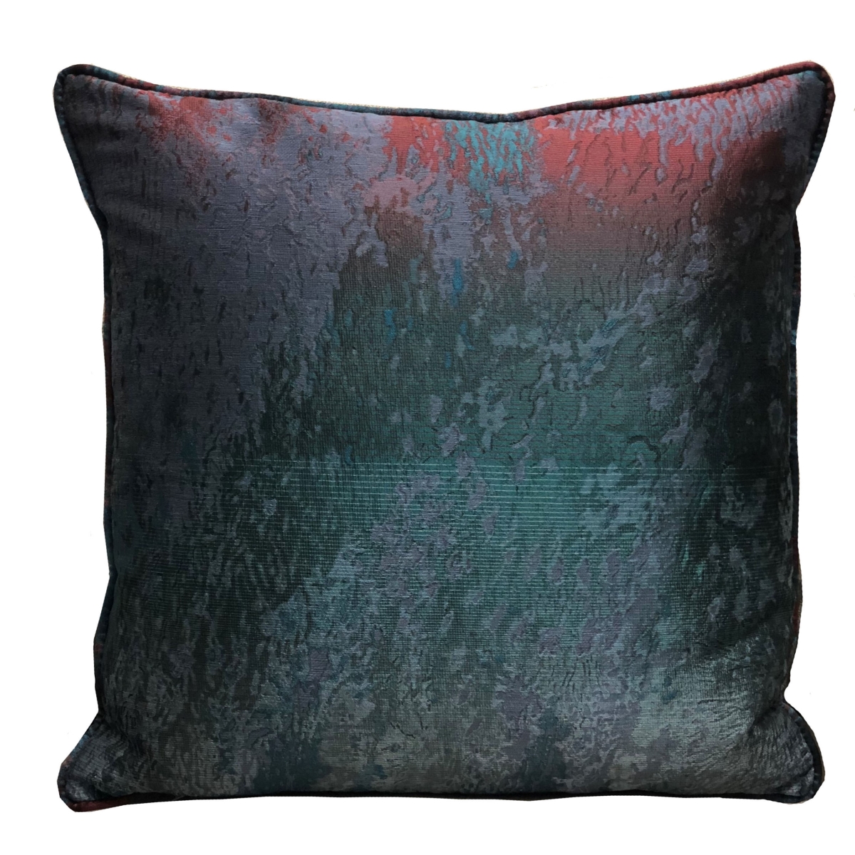 26 x 26 in. Bleu Velour Blue, Green & Red Luxury Throw Pillow