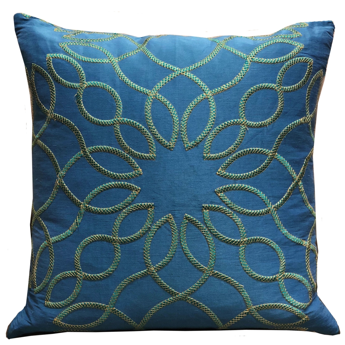 24 x 24 in. Calico Island Blue & Green Geometric Luxury Throw Pillow