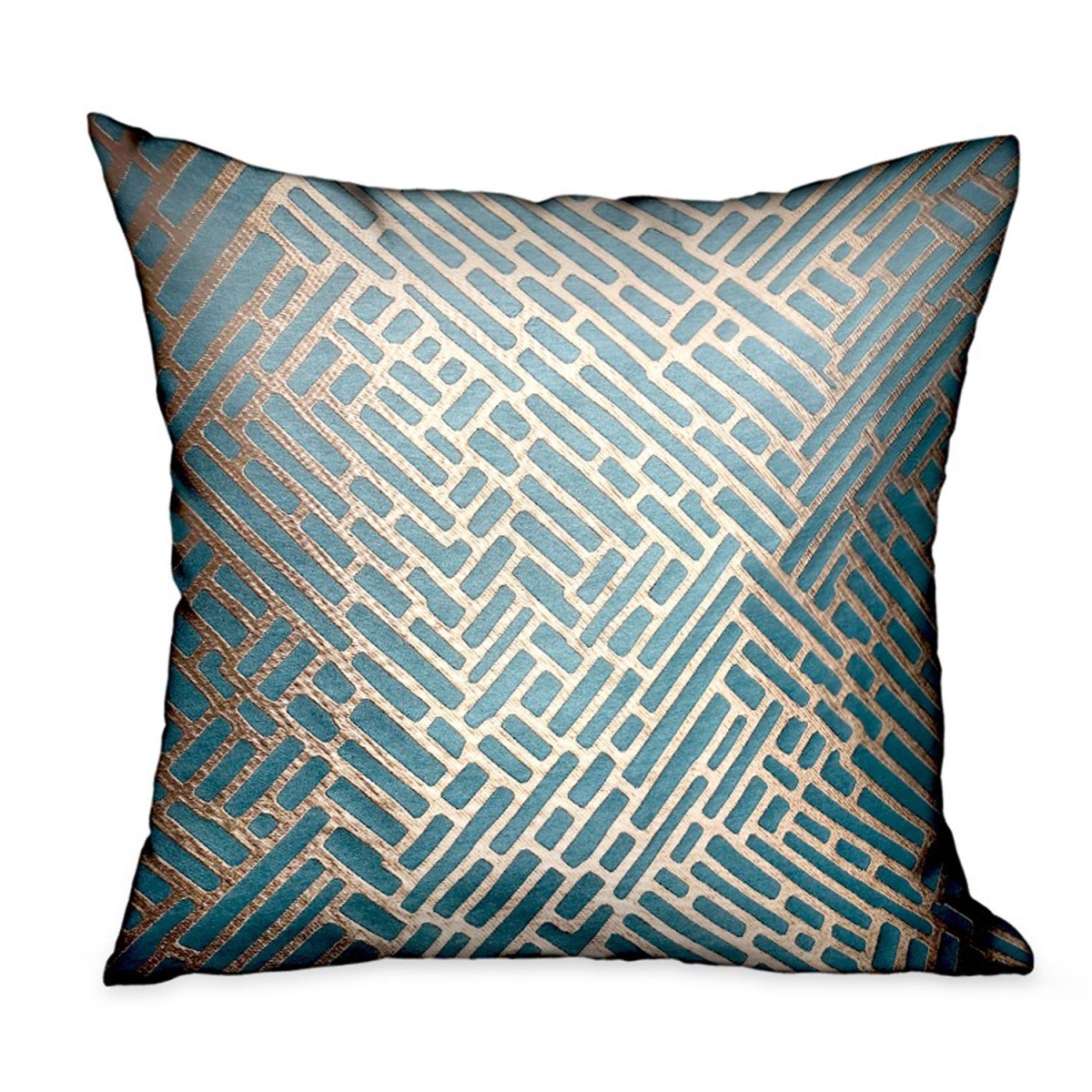 16 x 16 in. Golden Brick Blue Geometric Luxury Throw Pillow