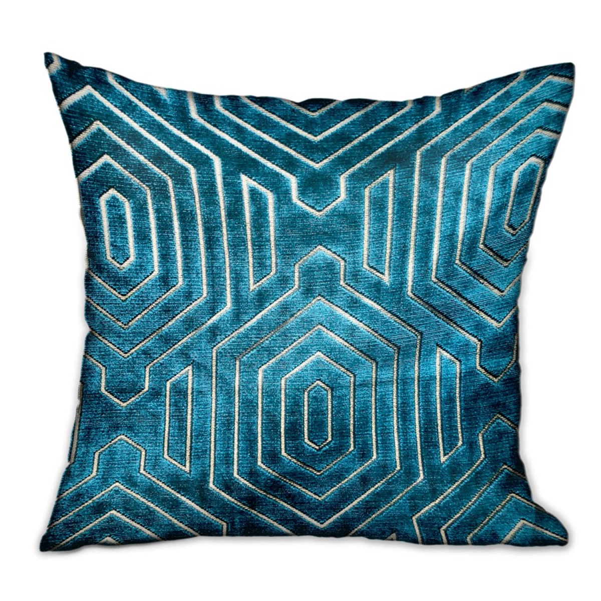 PBRA2345-1220-DP 12 x 20 in. Cerulean Velvet Blue Geometric Luxury Throw Pillow