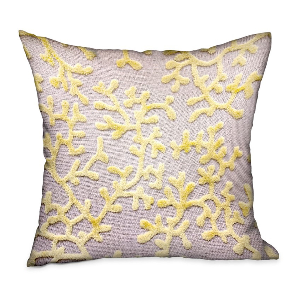 20 x 26 in. Lemon Reef Yellow & Cream Floral Luxury Throw Pillow
