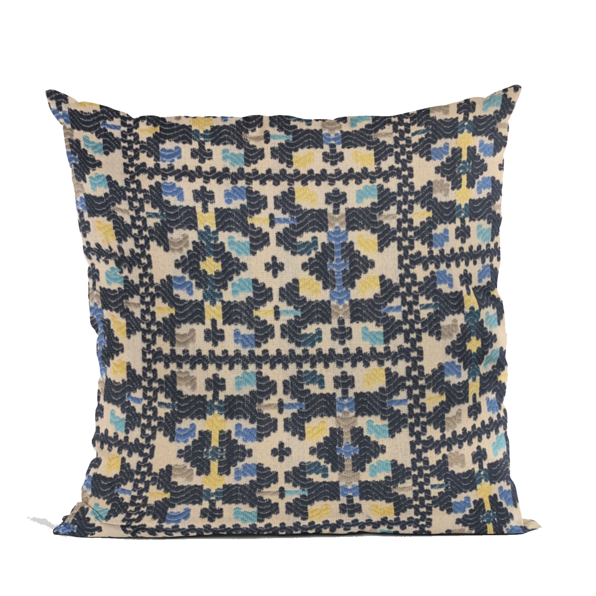 Blue Morocco Damask Luxury Throw Pillow - 18 x 18 in.