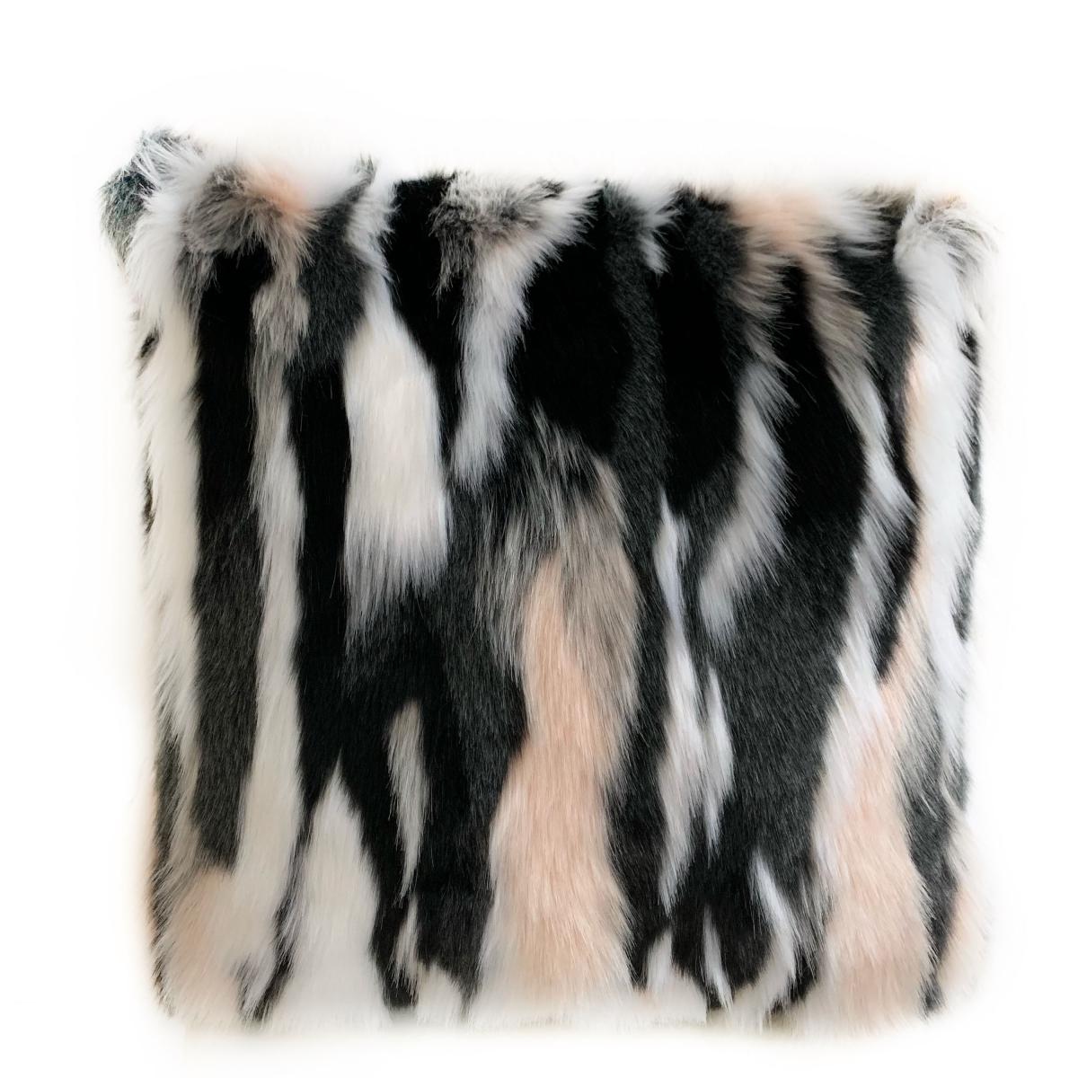 PBDT1613-P-2222-DP Black, White & Pink Fancy Animal Faux Fur Luxury Throw Pillow - 22 x 22 in.