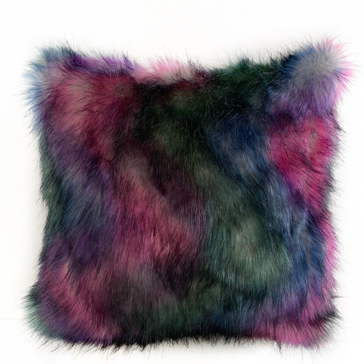 PBSF1519-P-1220-DP Green, Purple & Blue Northern Lights Animal Faux Fur Luxury Throw Pillow - 12 x 20 in.