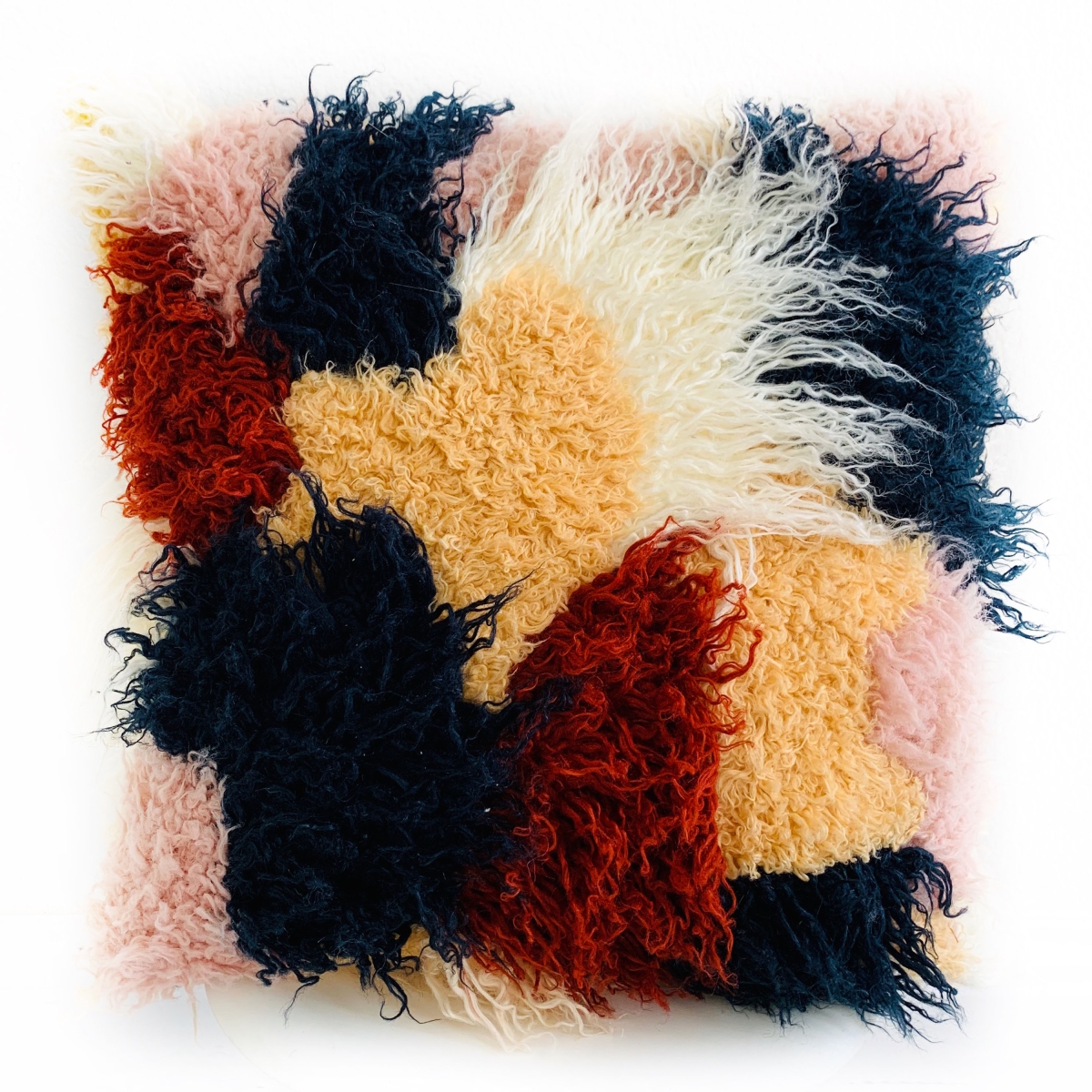 PBSF1515-P-2030-DP Red, White & Blue Fanciful Boho Animal Faux Fur Luxury Throw Pillow - 20 x 30 in. Queen Size