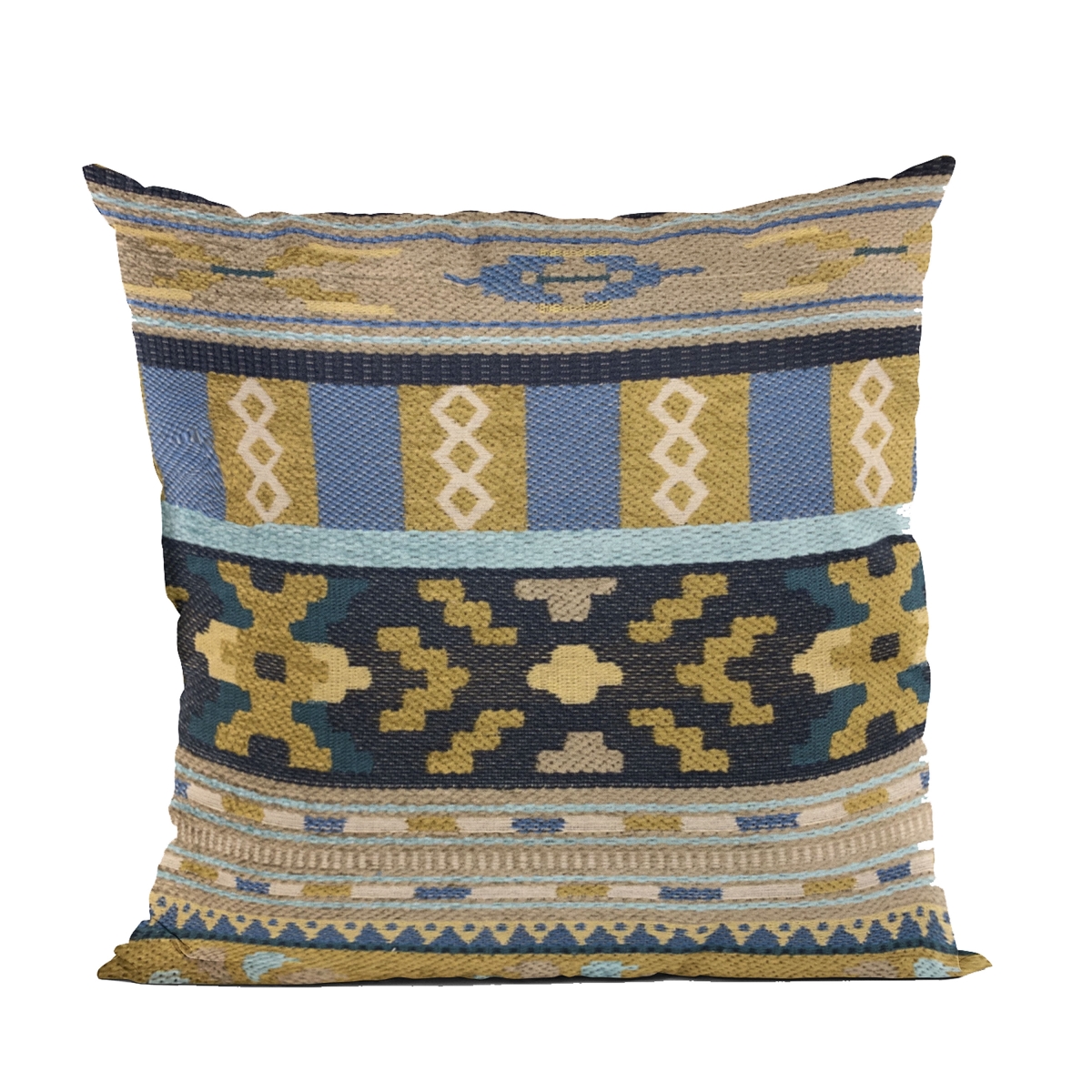 Blue Unique Lanes Border Luxury Throw Pillow - 20 x 20 in.