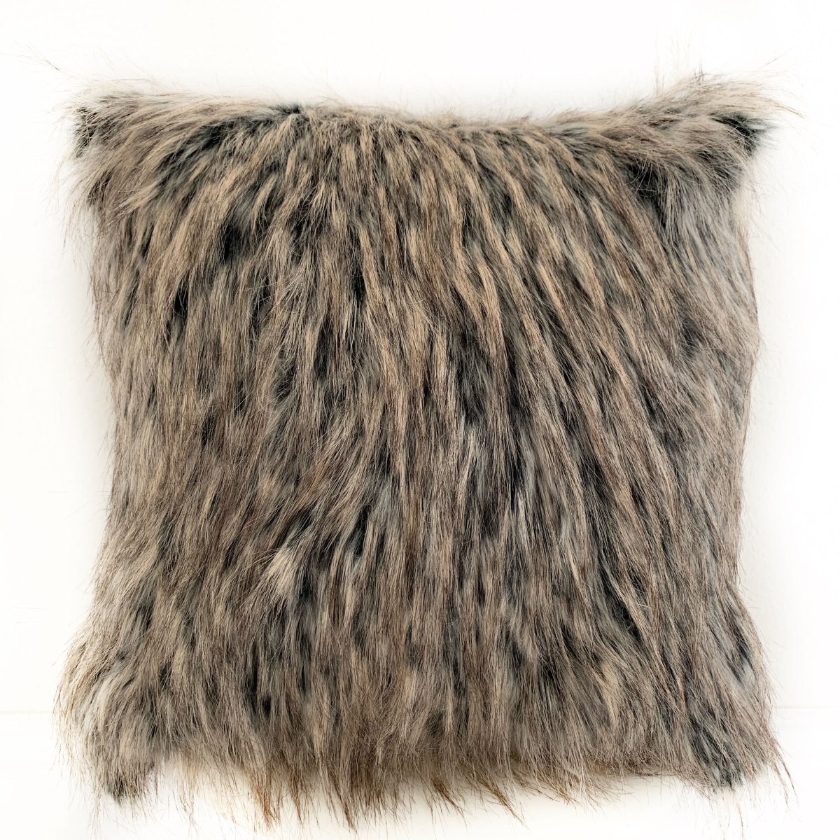 PBSF1511-P-1220-DP Gray Foxy Brown Gray Animal Faux Fur Luxury Throw Pillow - 12 x 20 in.
