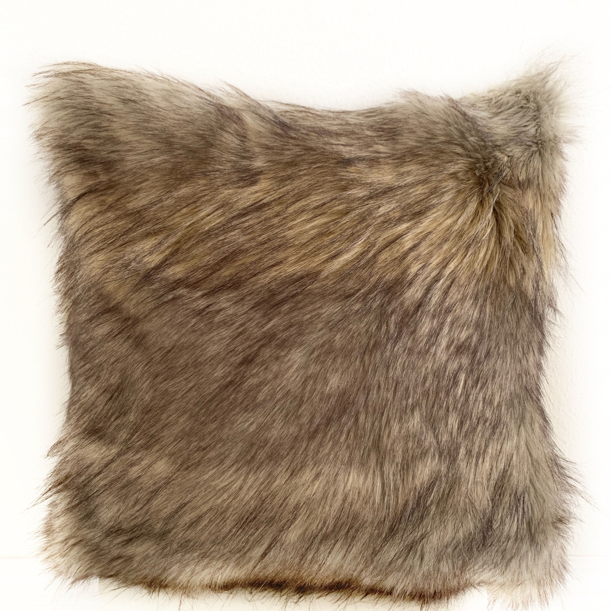 PBSF1512-P-1220-DP Gray Wolverine Pelage Animal Faux Fur Luxury Throw Pillow - 12 x 20 in.