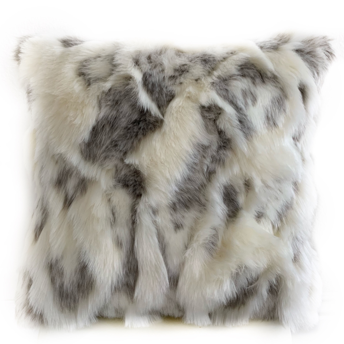 PBSF1428-P-2222-DP Ivory & Gray Ivory Rabbit Fur Animal Faux Fur Luxury Throw Pillow - 22 x 22 in.