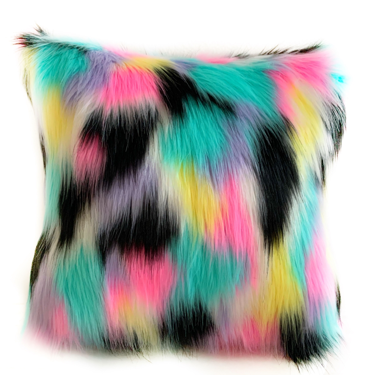PBDT1601-P-1220-DP Pink, Blue, Black, Yellow Exotic Animal Faux Fur Luxury Throw Pillow - 12 x 20 in.