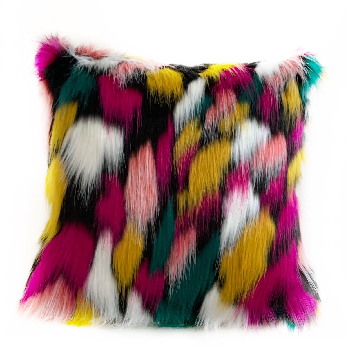 PBDT1603-P-2222-DP Purple, Yellow & Black Amazonian Bird Animal Faux Fur Luxury Throw Pillow - 22 x 22 in.