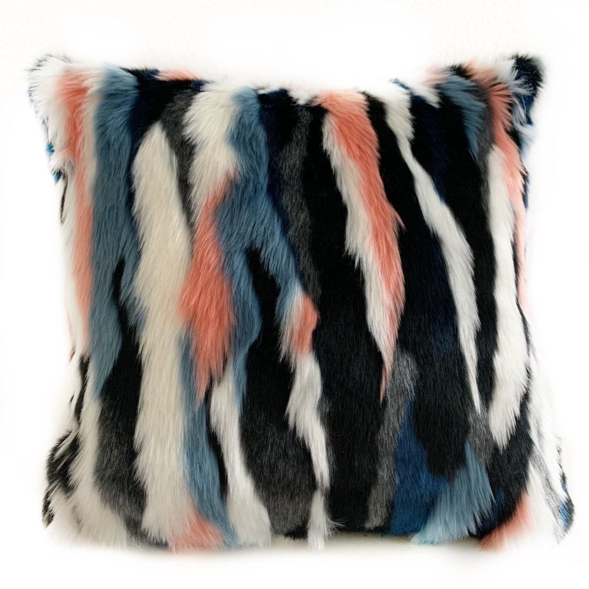 PBDT1606-P-2030-DP Black, Blue & Pink Unicorn Animal Faux Fur Luxury Throw Pillow - 20 x 30 in. Queen Size