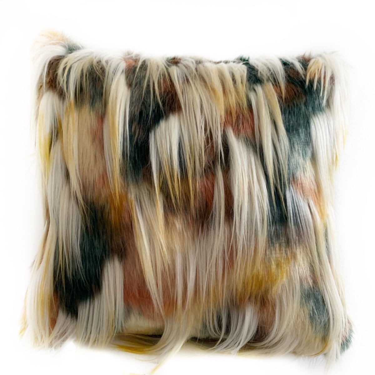PBDT1607-P-1220-DP Multi Color Fancy Feather Animal Faux Fur Luxury Throw Pillow - 12 x 20 in.