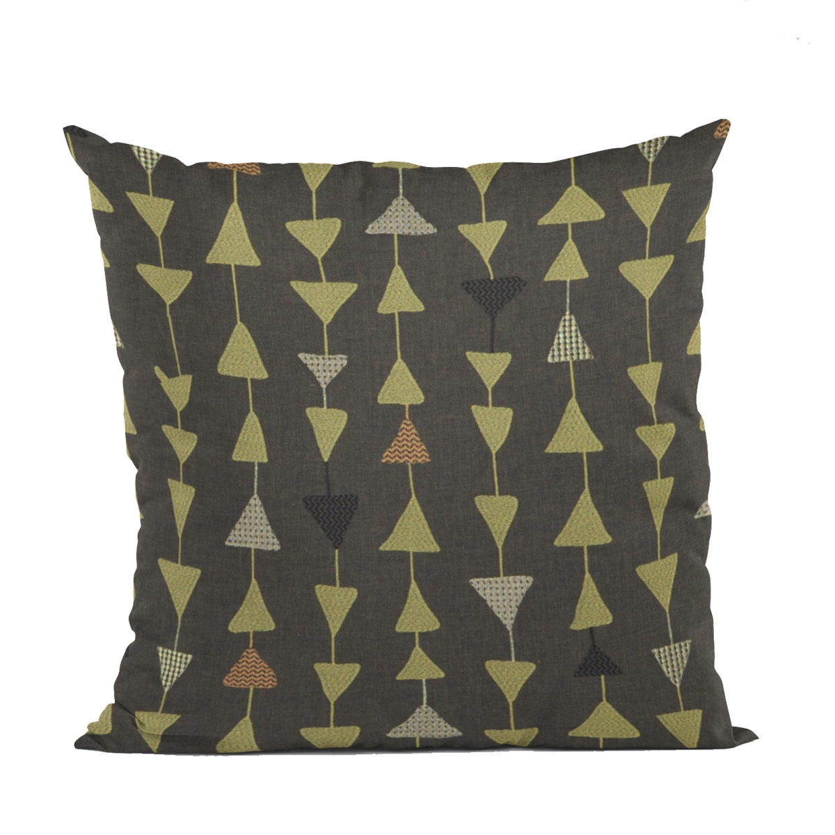 River Rock Manti Embroydery, Some of the Triangles Have Metalic Threads Luxury Throw Pillow - 12 x 20 in.